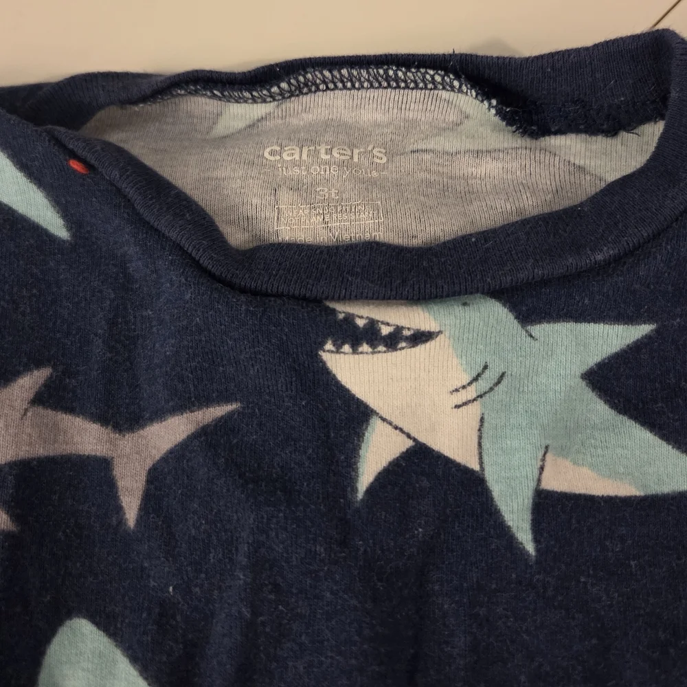 Carter's Navy and Aqua Shark Print Kids Sets - 3T - Picture 6 of 11